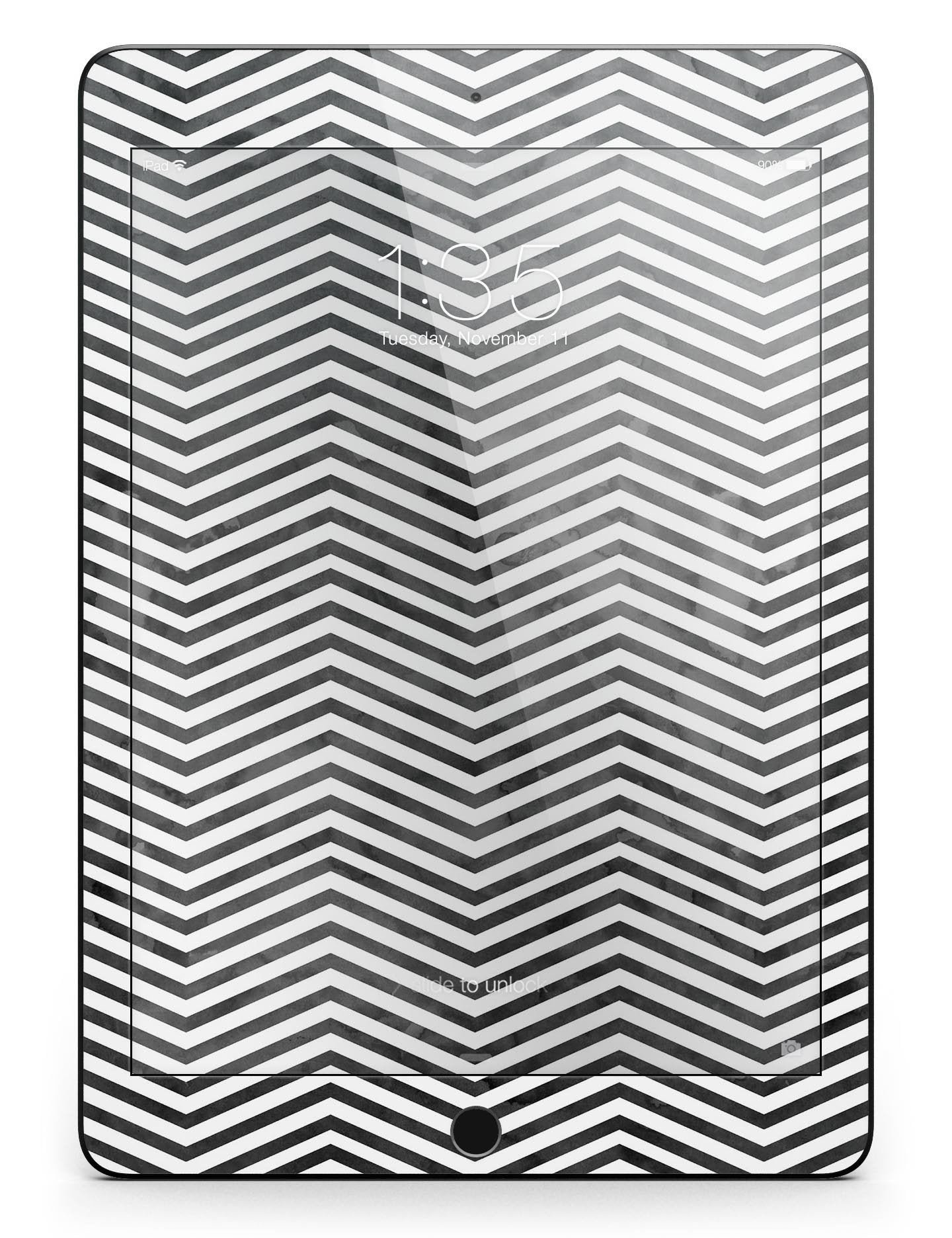 Black and Gray Watercolor Chevron Full Body Skin for the iPad Pro