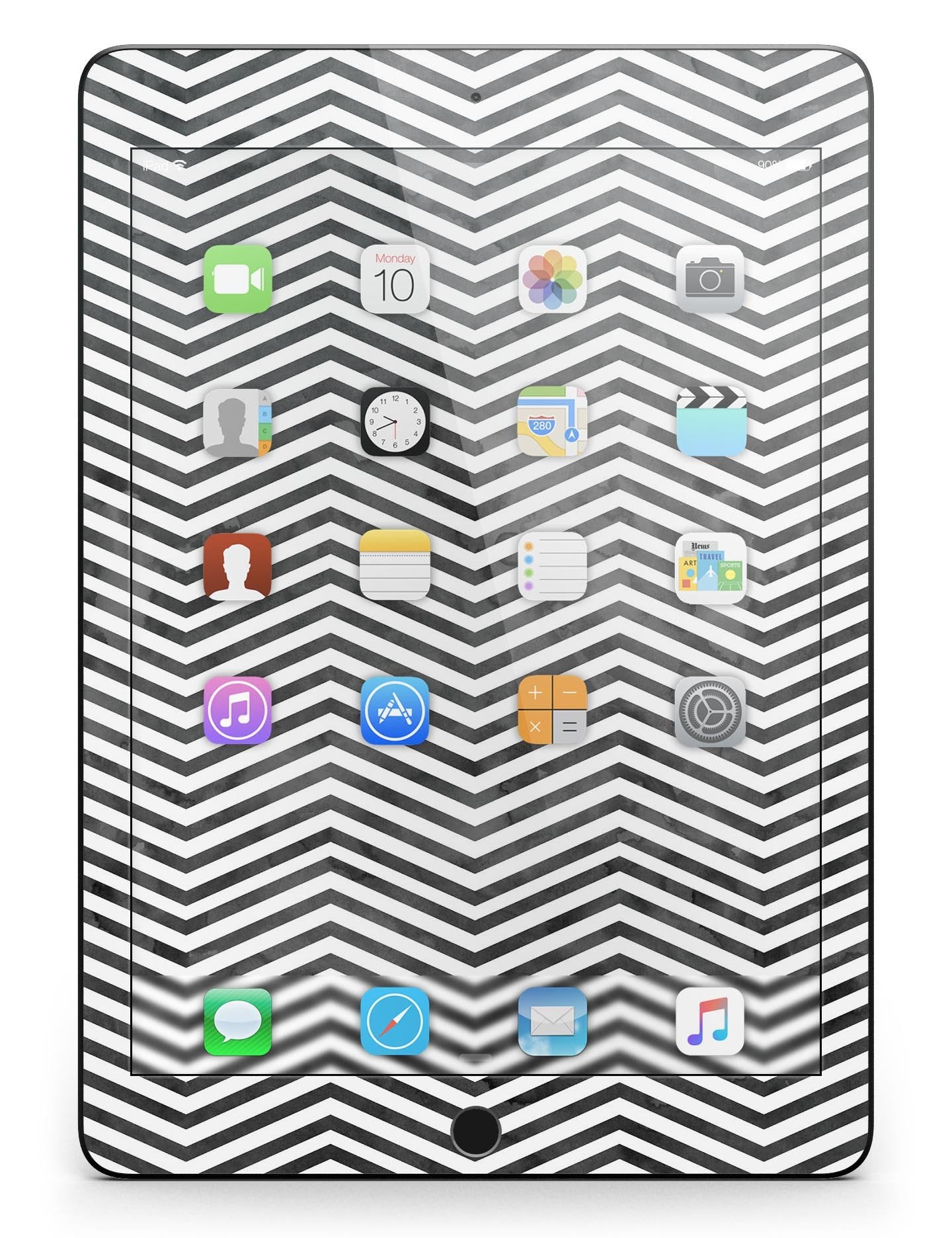 Black and Gray Watercolor Chevron Full Body Skin for the iPad Pro