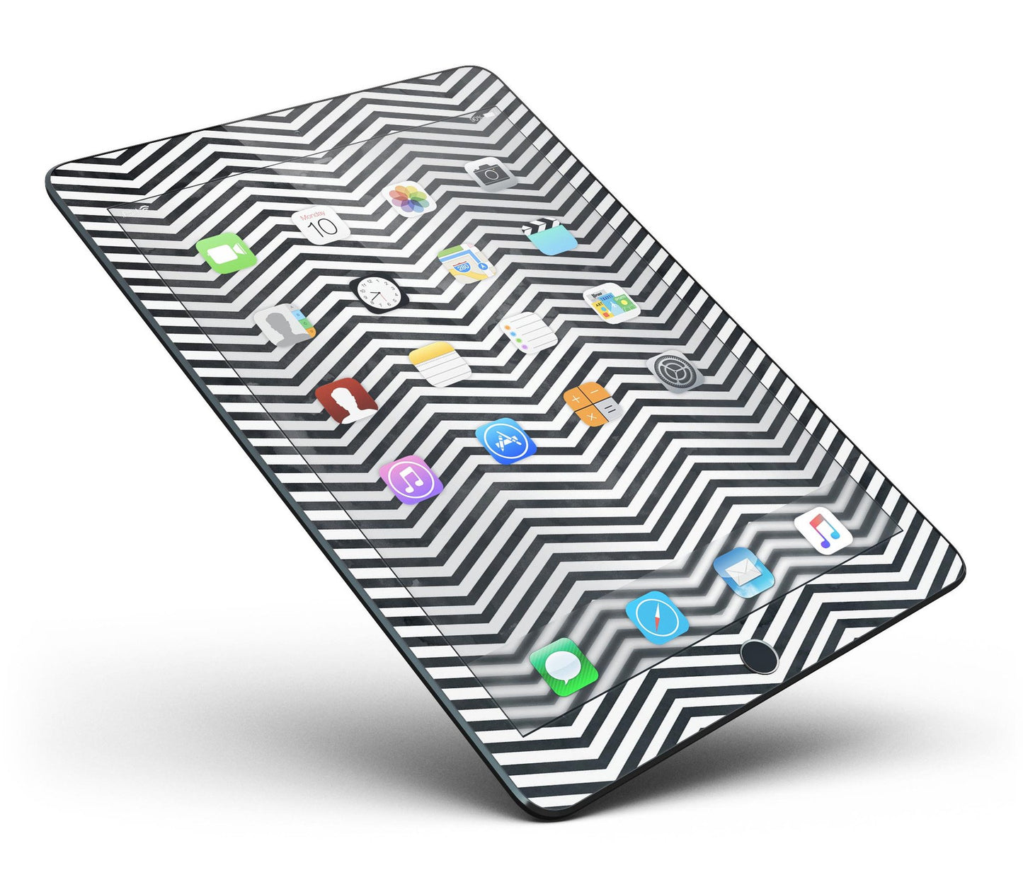 Black and Gray Watercolor Chevron Full Body Skin for the iPad Pro