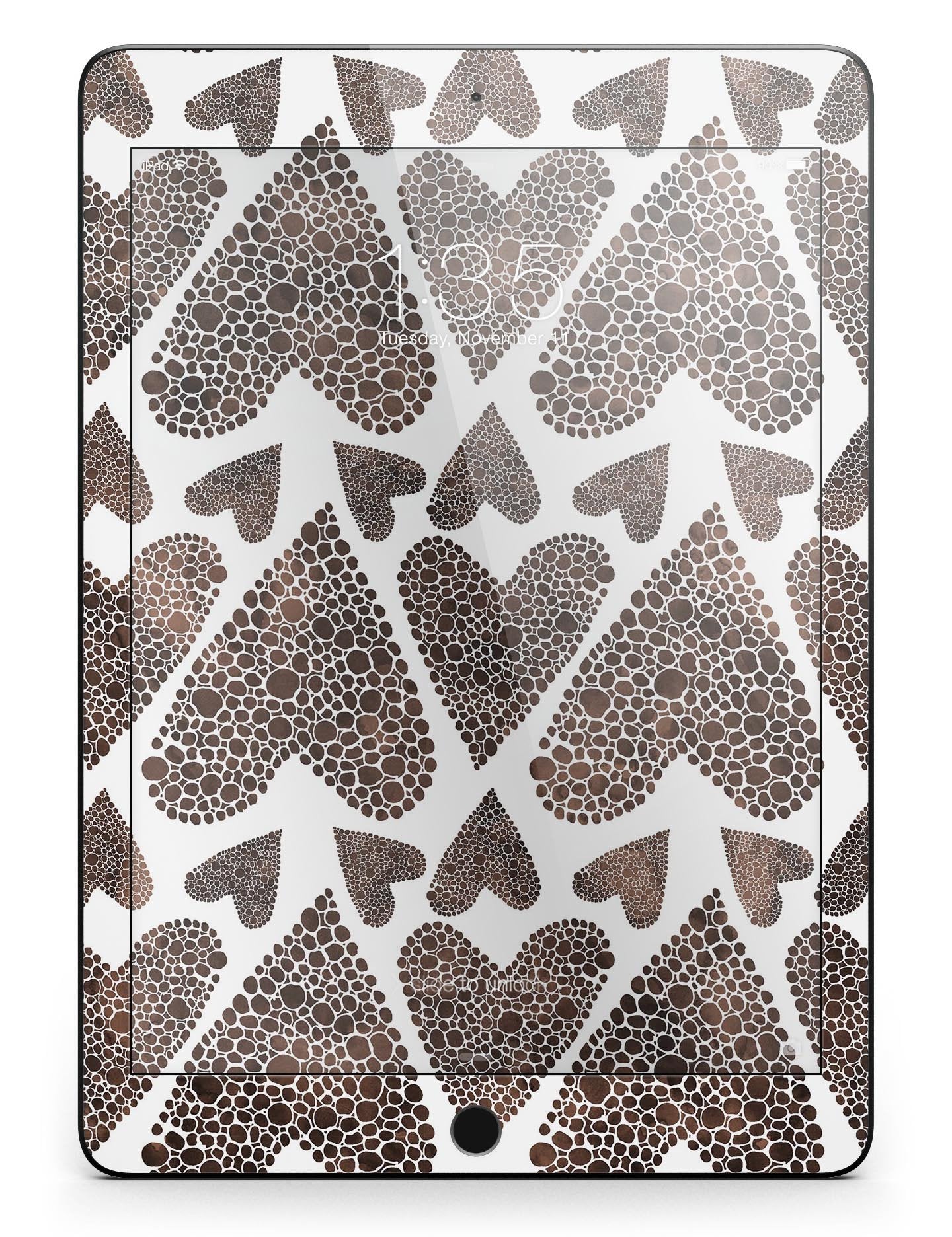Brown Pebble Hearts Full Body Skin for the iPad Pro (12.9" or 9.7"