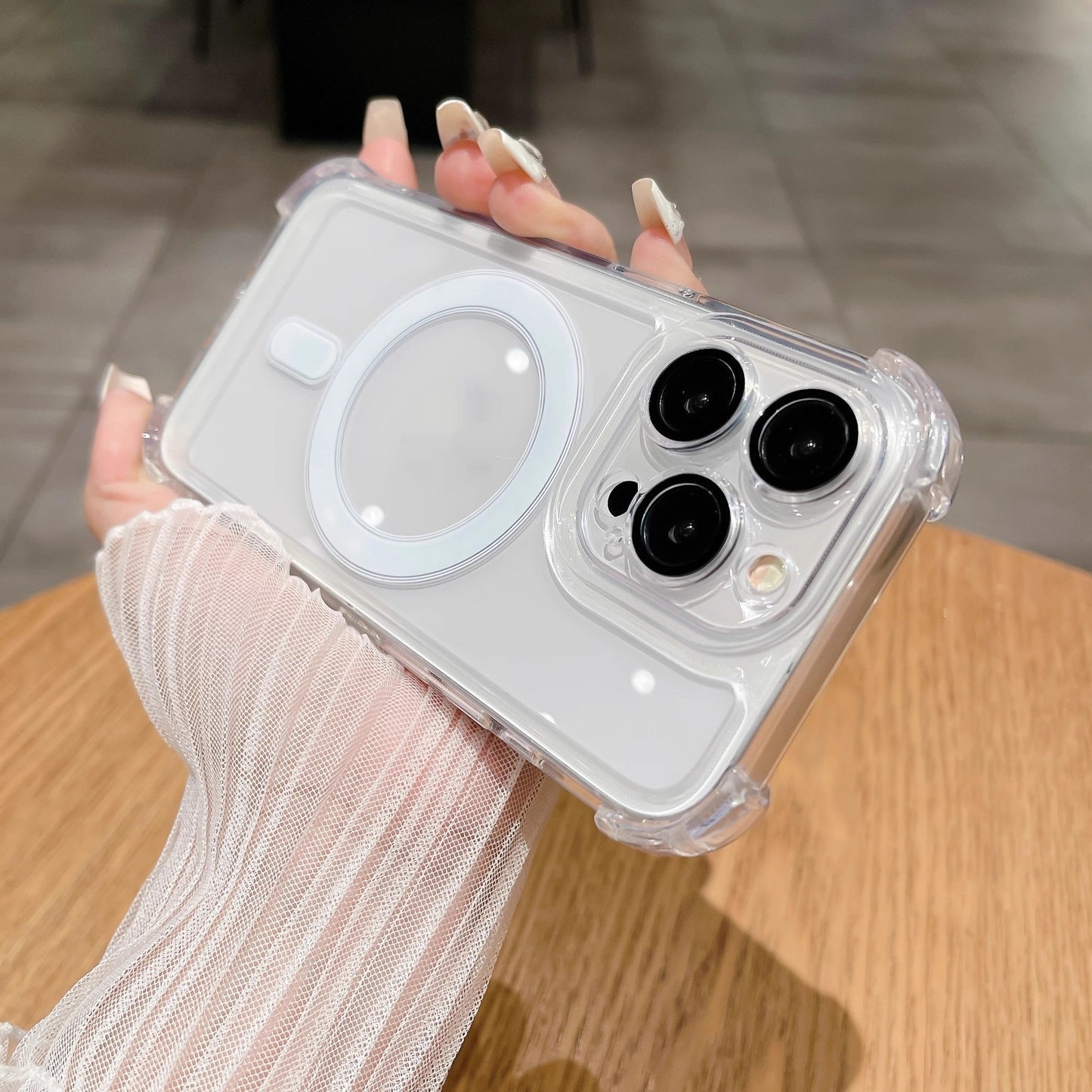 Transparent Airbag Phone Case with Magnetic Suction and Shockproof