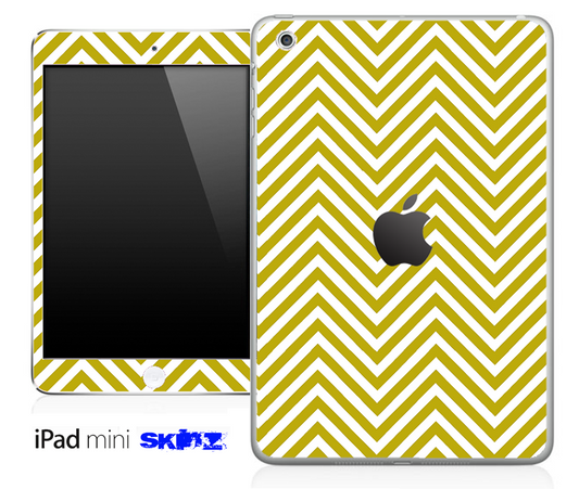 Gold/White Sharp Chevron Pattern Skin for the iPad Mini or Other iPad